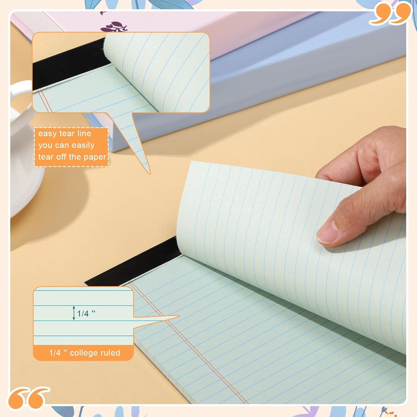 Fuutreo 5" x 8" Legal Pad Writing Notepads 50 Sheets Small Legal Pad Narrow Ruled Multiple Color Lined Paper for School College Office Supplies Work (Earthy Colors,24 Pcs)