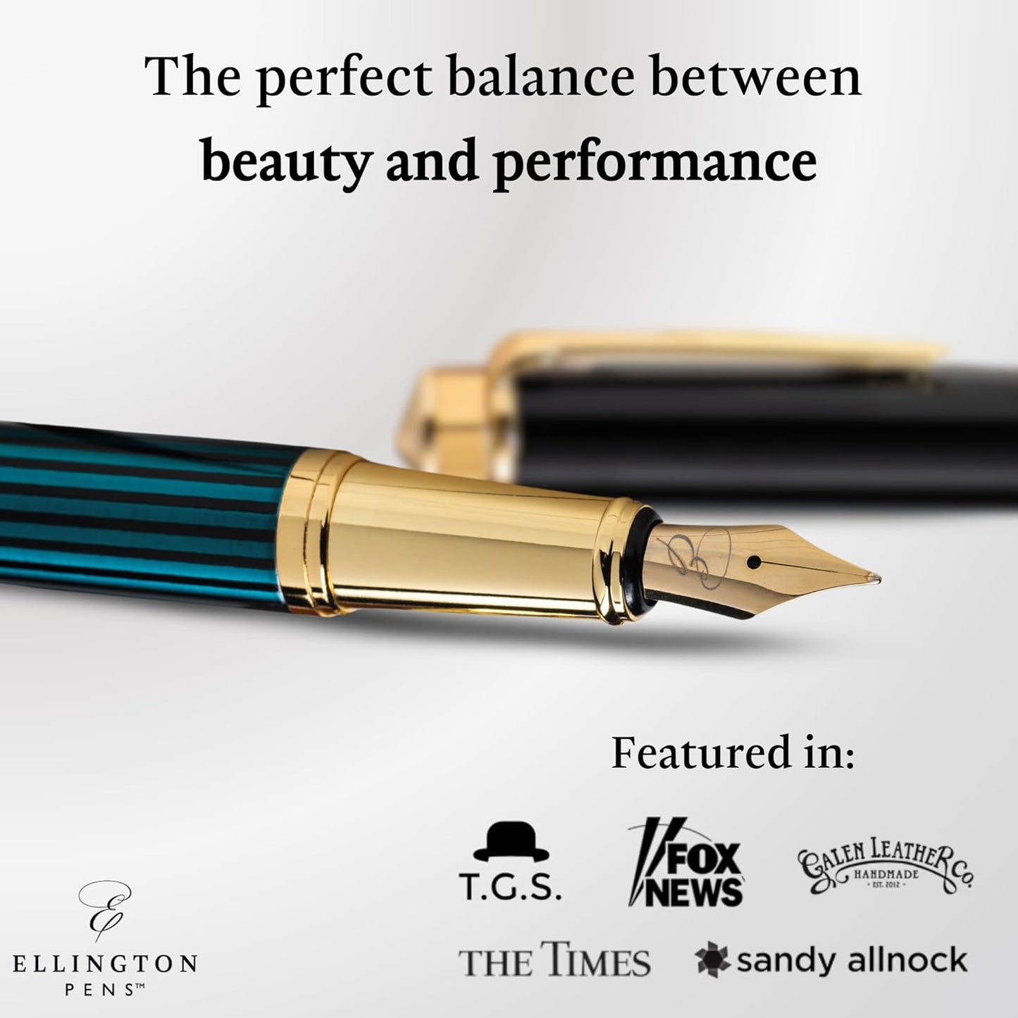Luxury Fountain Pen Set- Fountain Pens for Writing - Smooth Medium Nib - Includes Refillable Ink Converter, 3 Ink Cartridges [Black & Blue], Gift Box - Elegant Calligraphy