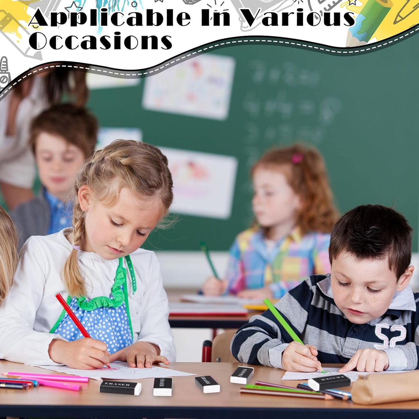 300 Pieces White Pencil Erasers Bulk Soft Art Erasers Pencil Erasers Large Rubber Erasers for Drawing Kids Student Artist Office Home Classroom Writing 1.8 x 0.8 x 0.3 Inch