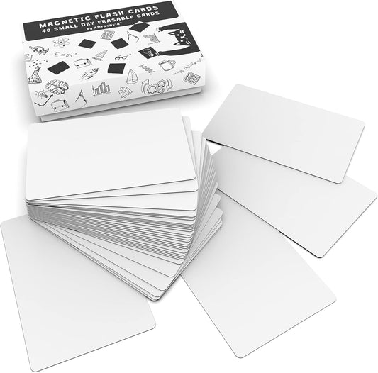 Dry Erase Magnetic Labels 2.8 x 1.8 in, Small Dry Erase Magnets, 40-Pack, White Erasable Write-On All-Purpose Labels, for Office, Education, Home, Whiteboard