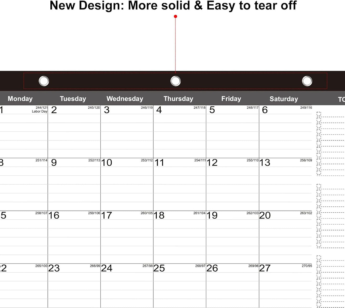 TOWWI Desk Calendar 2025-2026, Large Wall or Desktop Monthly Calendar for Daily Schedule, Office, Home - 16.7x11.6 inches (Black)