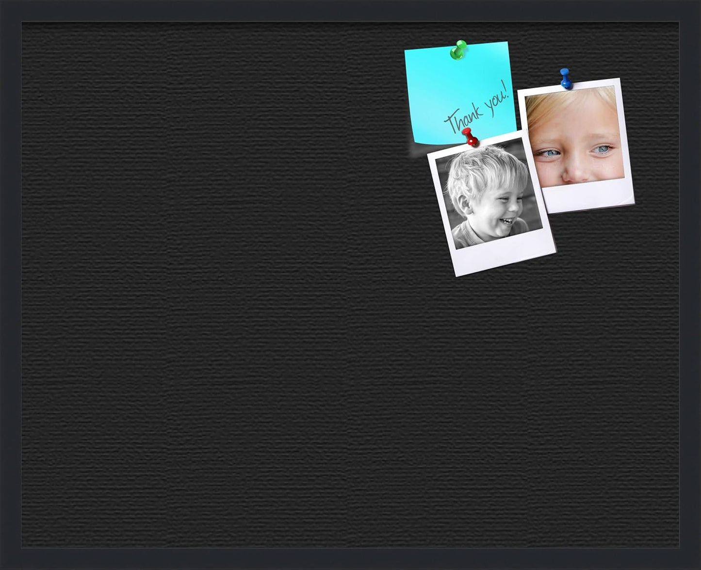 PinPix 30x24 Inch Cork Bulletin Board. This Decorative Framed Pin Board Comes with Solid Black Design and a Satin Black Frame. Ideal for Home Office Decor or Message Board (PinPix-622)