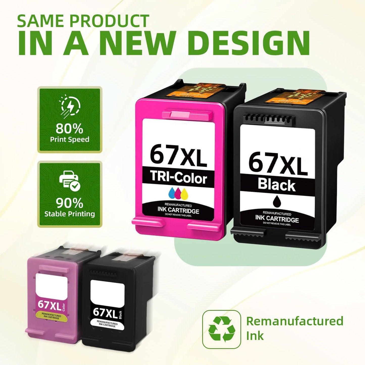 Hp Ink 67 & 67XL HP Printer Ink - Black Color Combo Pack for Hp 67 Ink Cartridges, HP 67XL Ink, DeskJet 2855e 2755e 2700 2700e 2800e 4155e 4255e 2827e 4100e 4227e, Envy 6055e 6000 6400 6455e Printer