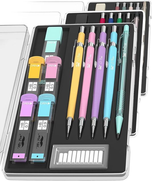 Mr. Pen- Pastel Mechanical Pencil Set with Lead and Eraser Refills, 5 Sizes, 0.3, 0.5, 0.7, 0.9, 2mm, Mechanical Pencils for Drawing and Sketching, Cute Pencils, Mechanical Pencil