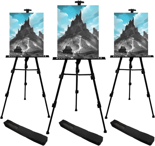 RRFTOK Art Painting Display Easel Stand,72Inches Adjustable Easels for Painting Canvases Height from 22-72”for Table-Top/Floor Paint and Displaying,Black - 3-Pack.