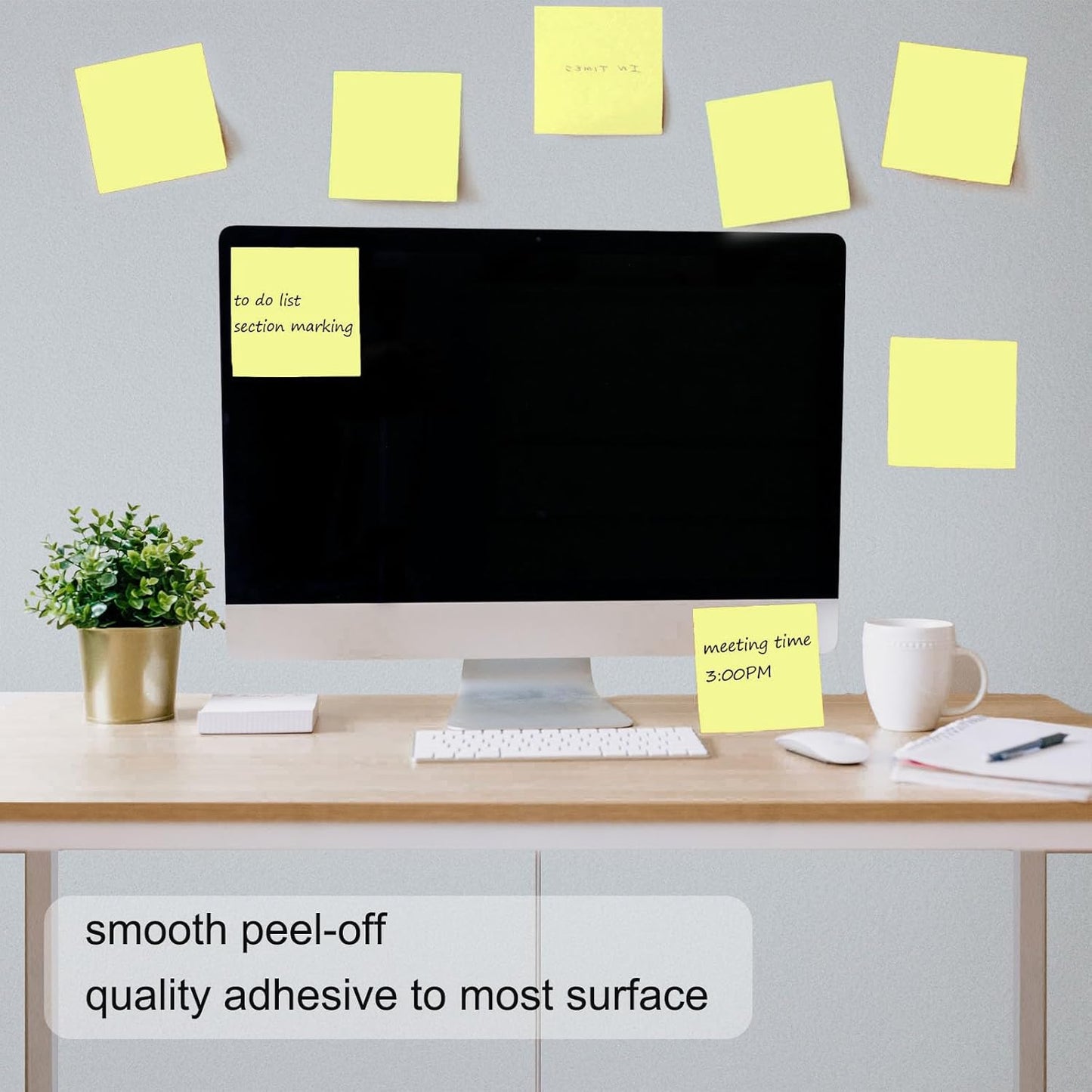 48 Pack 3840 Sheets Pop Up Sticky Notes 3X3 in Bright Color Self Sticky Note Pads Colorful Post Stickies for Office Home School Meeting, 80 Sheets/pad, Yellow