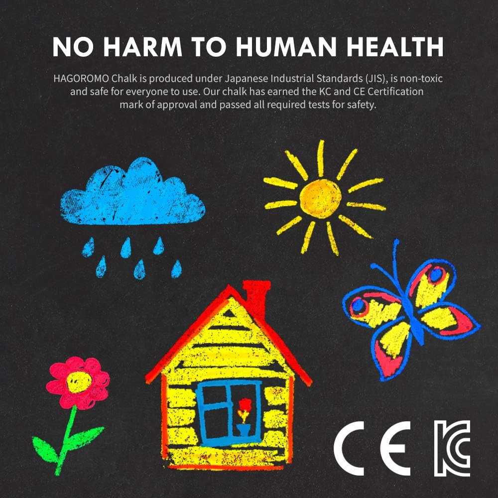 Hagoromo Fulltouch Color Chalk - Non-Toxic [12 Pcs/10 Color Mix] 1 Box, Dustless Washable Chalk for Kids & Professionals, Sidewalk & Blackboard