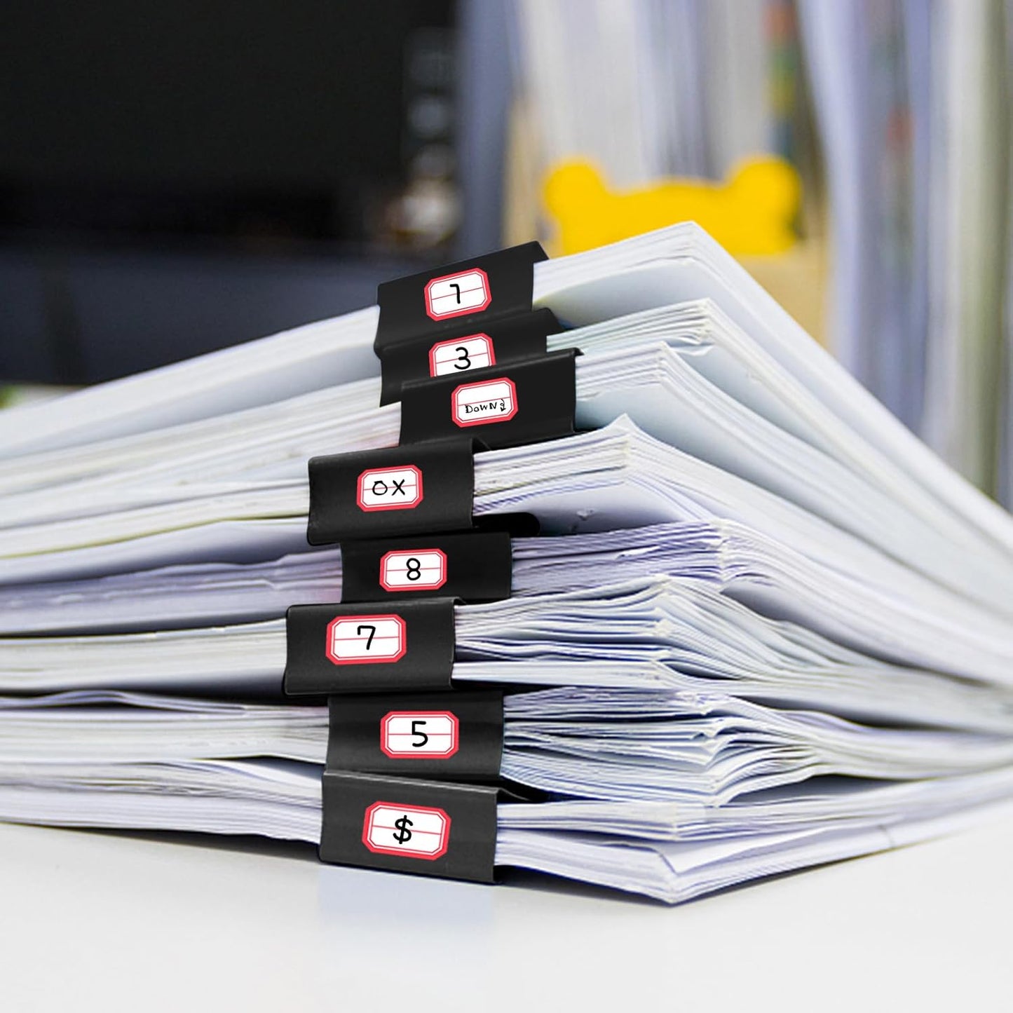 Ufmarine Binder Clips Paper Clips Assorted Sizes 200 Count (Black), Extra Large, Large, Medium, Small, Mini and Micro,6 Sizes with Box for Office, School and Home