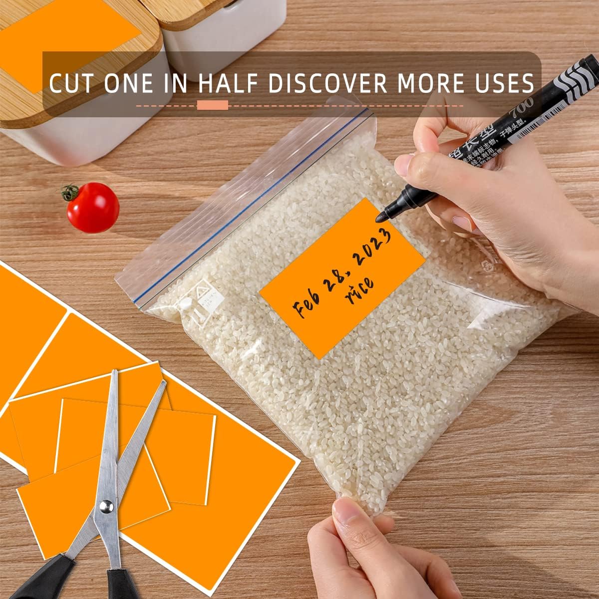 PARLAIM 3" x 5" Rectangle Adhesive Color Code Stickers,500 per Dispenser Box Roll Square Label Inventory Stickers (Fluorescent Orange)