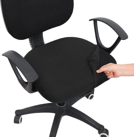 Smiry Printed Office Computer Chair Seat Covers, Stretch Fit Universal Desk Rotating Chair Cover Washable Removable Seat Cushion Protectors - Black