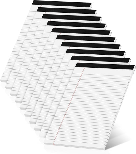 10 Pack White Legal Pads 5x8 Small Note Pads, Writing Pads for Work, College Ruled Perforated Memo Pad, Desk Notepad with Study Backboard, 30 Sheets Per Pad, 5x8 Legal Pad for Office/School/Home