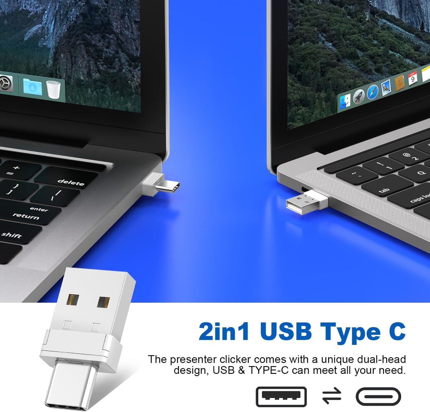 QUI Presentation Clicker Wireless Presenter Remote Clicker for PowerPoint Presentation Remote, PowerPoint Slide Advancer for Mac/Windows/Linux, Google Slide/PPT/Keynote, Type-c Purple