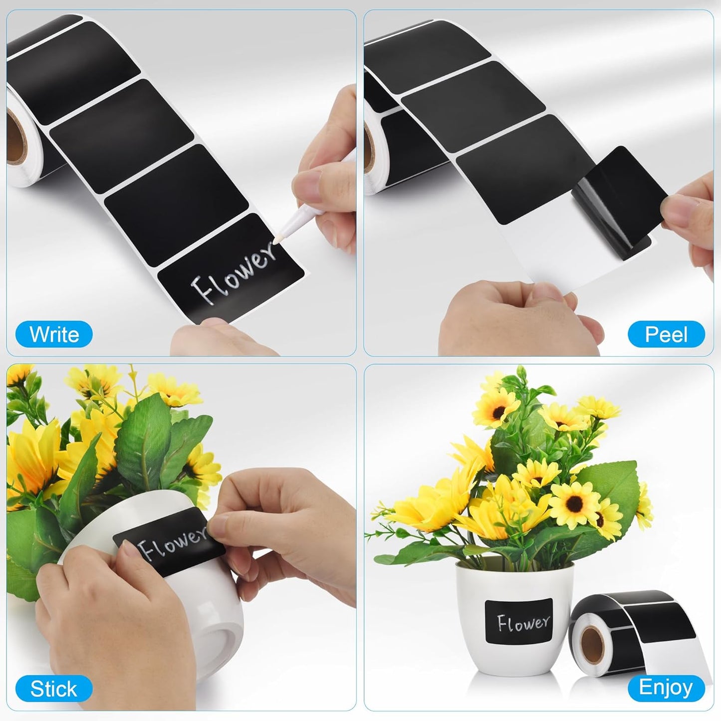 Chalkboard Labels - 300pcs Waterproof Reusable Blackboard Stickers with 2 Free Erasable White Chalk Marker, Mini Decorative Chalk Labels for Jars Containers Kitchen Home Pantry Office