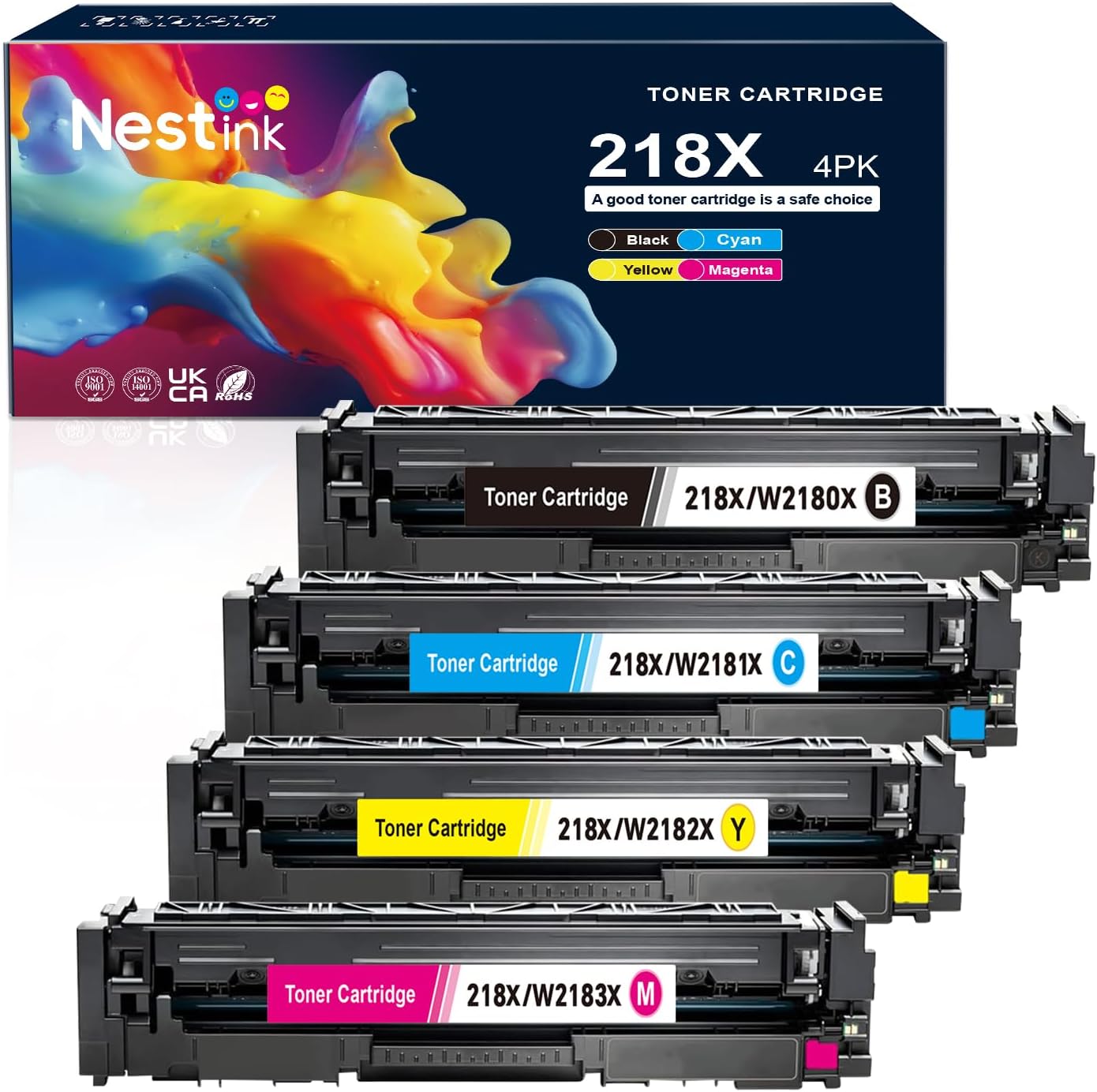 218X High Yield Toner Cartridge (with Chip) Replacement for HP 218X/218A to Compatible with HP Color Laser Jet Pro 3201dw MFP 3301cdw MFP 3301fdw MFP 3301sdw W2180 W2181 W2182 W2183 (4 BK/Y/C/M)