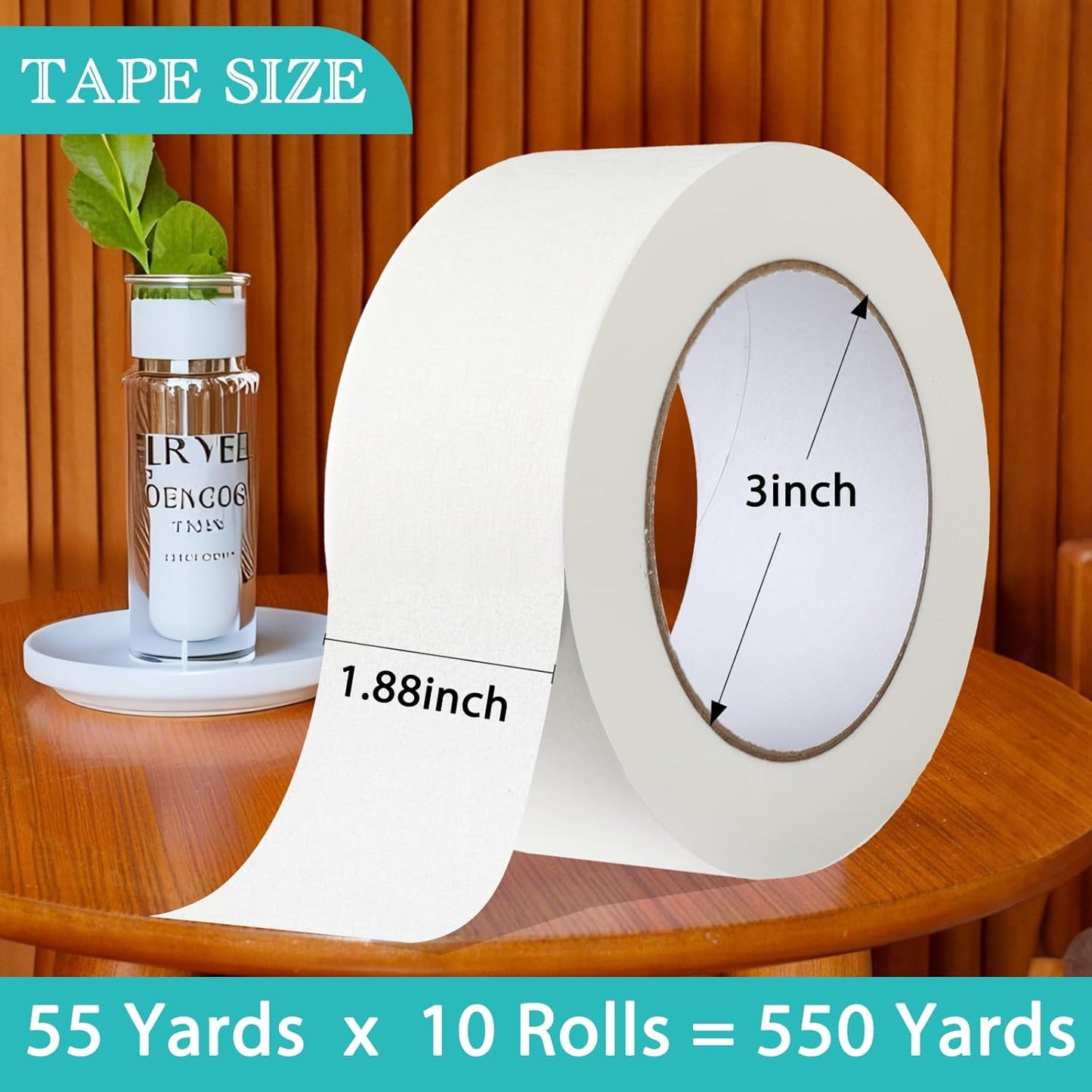 GEYYANG White Masking Tape Bulk 10 Pack, 2 inch White Painters Tape for Painting, Crafts, Home & Office, Multi-Surface Adhesive Artist Tape (1.88inch x 55yards x 10 Rolls)