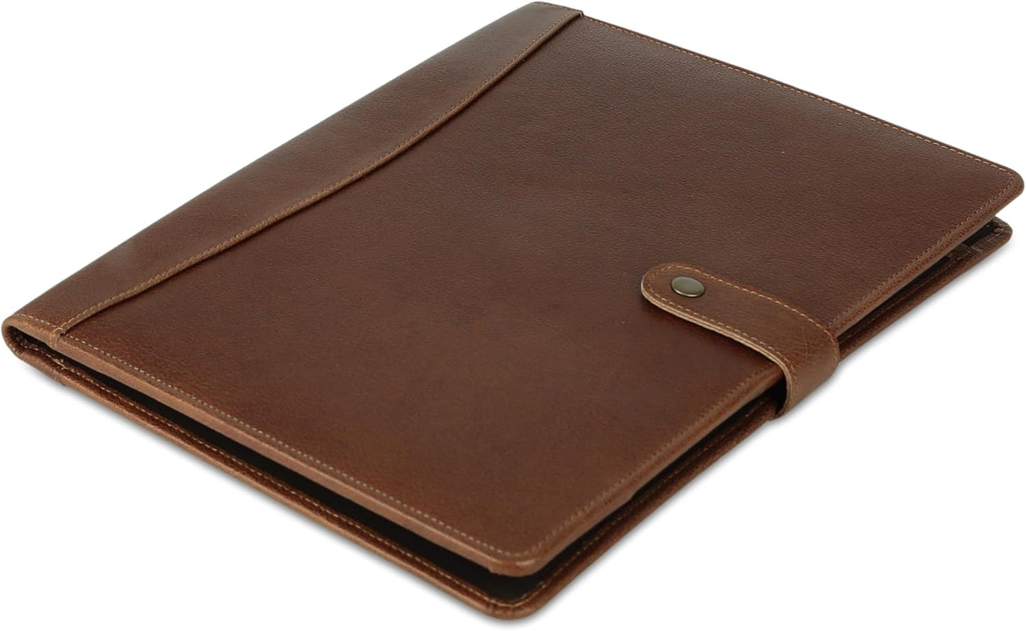 KomalC Leather Portfolio Folder with Button Closure | Business Padfolio for Professionals | Vintage Full-Grain Leather Organizer with Legal Pad Holder, Card Slots & Document Pockets