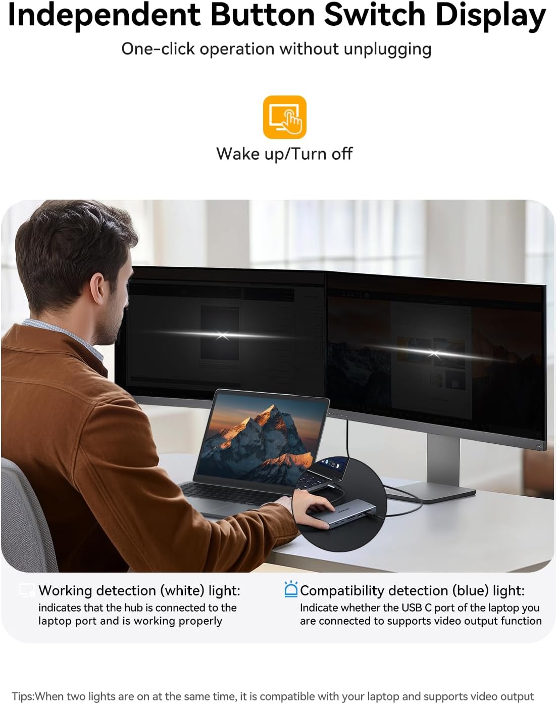 USB C Docking Station Dual Monitor for Dell/HP/Lenovo/Surface Laptop,15 in 1 Triple Display Multiport Adapter Hub, USBC Dock Dongle with 2 HDMI+VGA+6 USB C/A+Button+100W PD +Ethernet+SD/TF+Audio