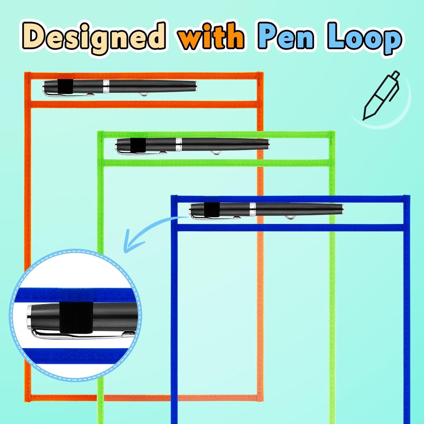 50 Packs Dry Erase Pocket Sleeves, Reusable Clear Plastic Classroom Sleeves, 10x14 Inch Ticket Holders, for School/Office Organization