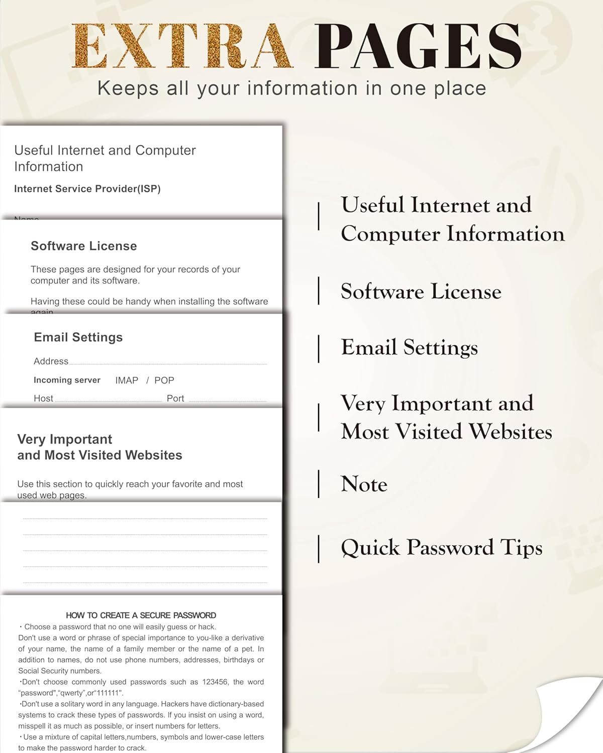 Password Keeper Book with Colorful Alphabetical Tabs, Hardcover Password Log-book for Internet Password and Website Address, 5.8"×8.4" Password Notebook for Home Office (White, Medium (5.8 x 8.4 Inch))