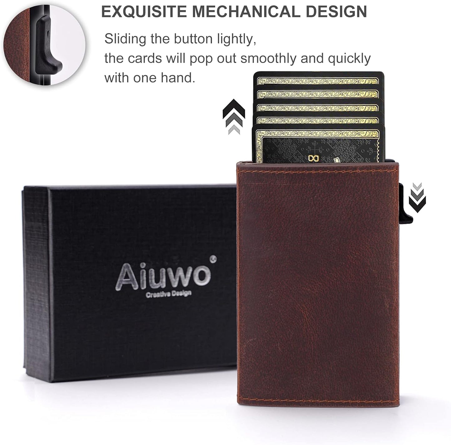 Aiuwo Airtag Wallet for Men,Mens Wallet Card Holder,Smart,Slim,Minimalist Wallet,Credit Cards Holder RFID Blocking Wallet (Airtag Wallet, Crazy Horse Brown)