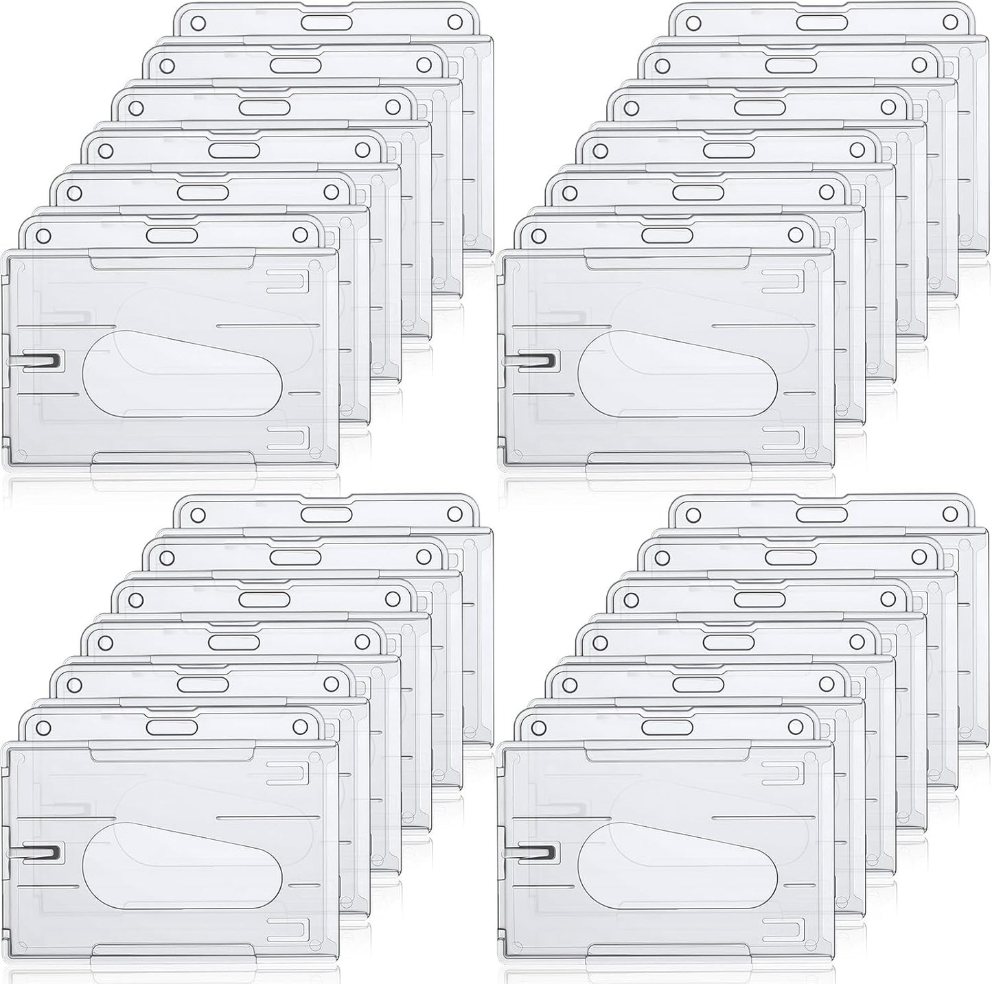 Marspark 25 Pcs 2 ID Badge Holder Heavy Duty Plastic ID Card Holder Transparent Protector Clear Badge Protector Cover Sleeve Protective Cover with Thumb Slot for Credit Card(Horizontal)