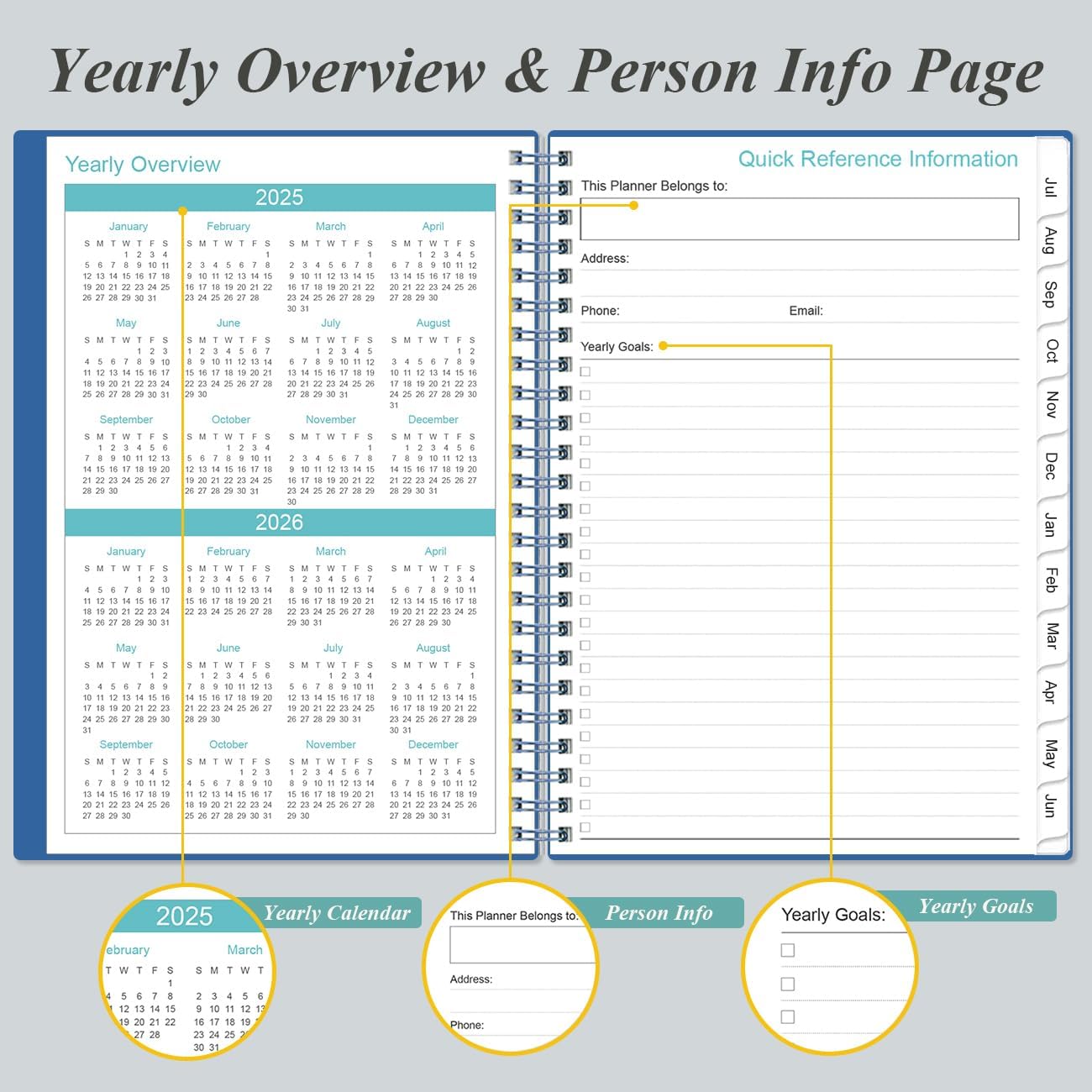 2025-2026 Appointment Book & Planner - A5 Daily Hourly Planner from July 2025 - June 2026, Weekly Appointment Book with 30-Minute Interval, Medium 6.4" x 8.5", Blue