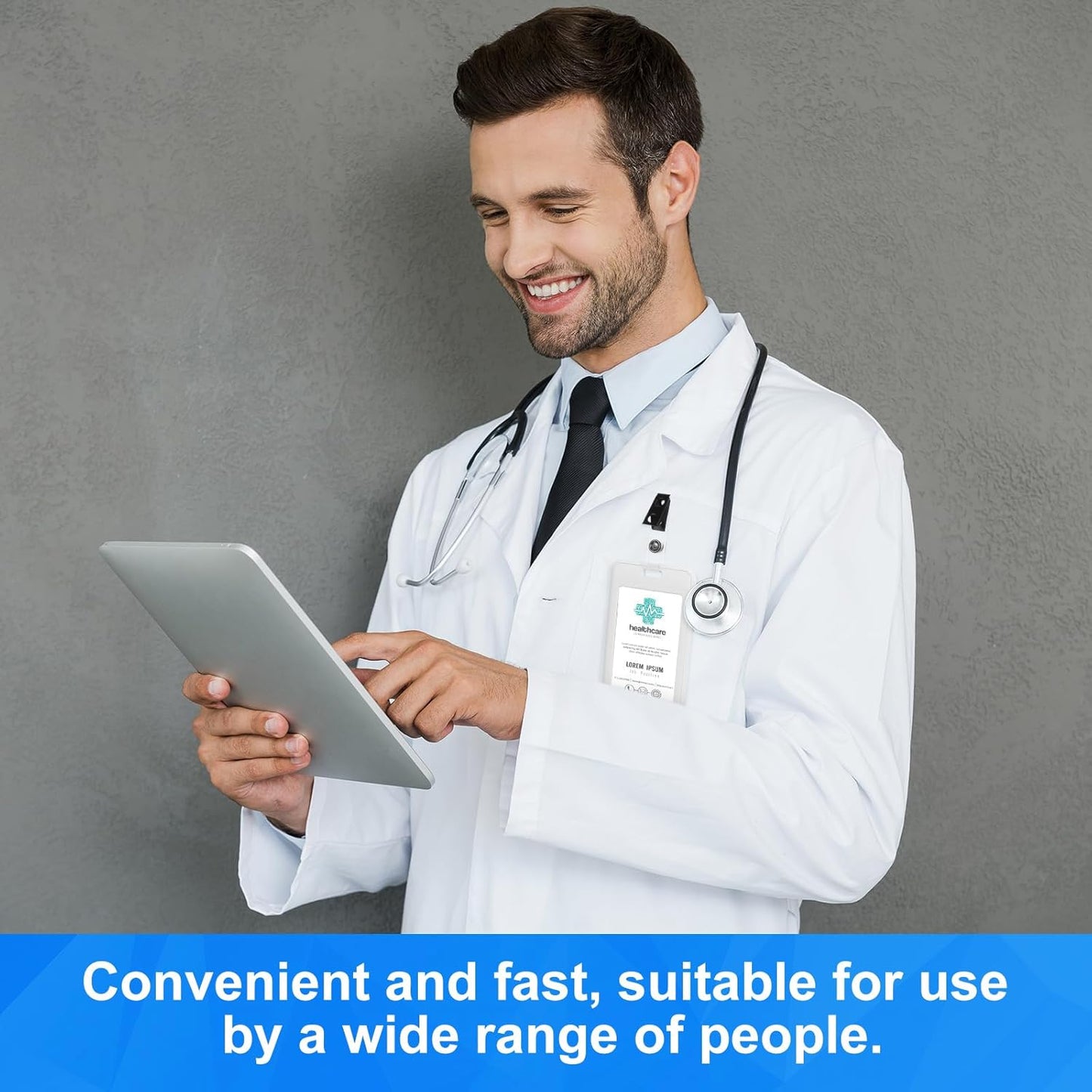 Marspark 200 Pack Metal Badge Clips with Clear PVC Straps Double Hole ID Badge Clips for Name Tag ID Cards and Holders, Office Supplies (Black)