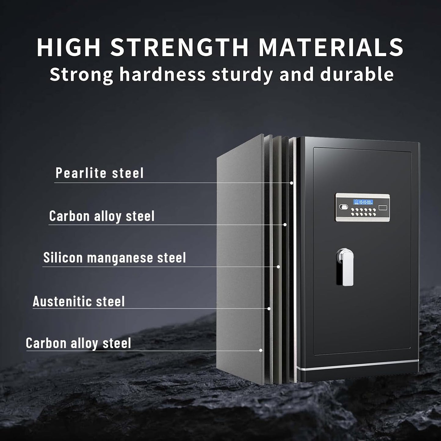 8.1 Cuft Large Home safe,Heavy Duty Fireproof Safe Box with Fireproof Waterproof Bag,Personal Document Safe with Programmable Keypad,Built-In Drawers and Removable Dividers for Money Documents