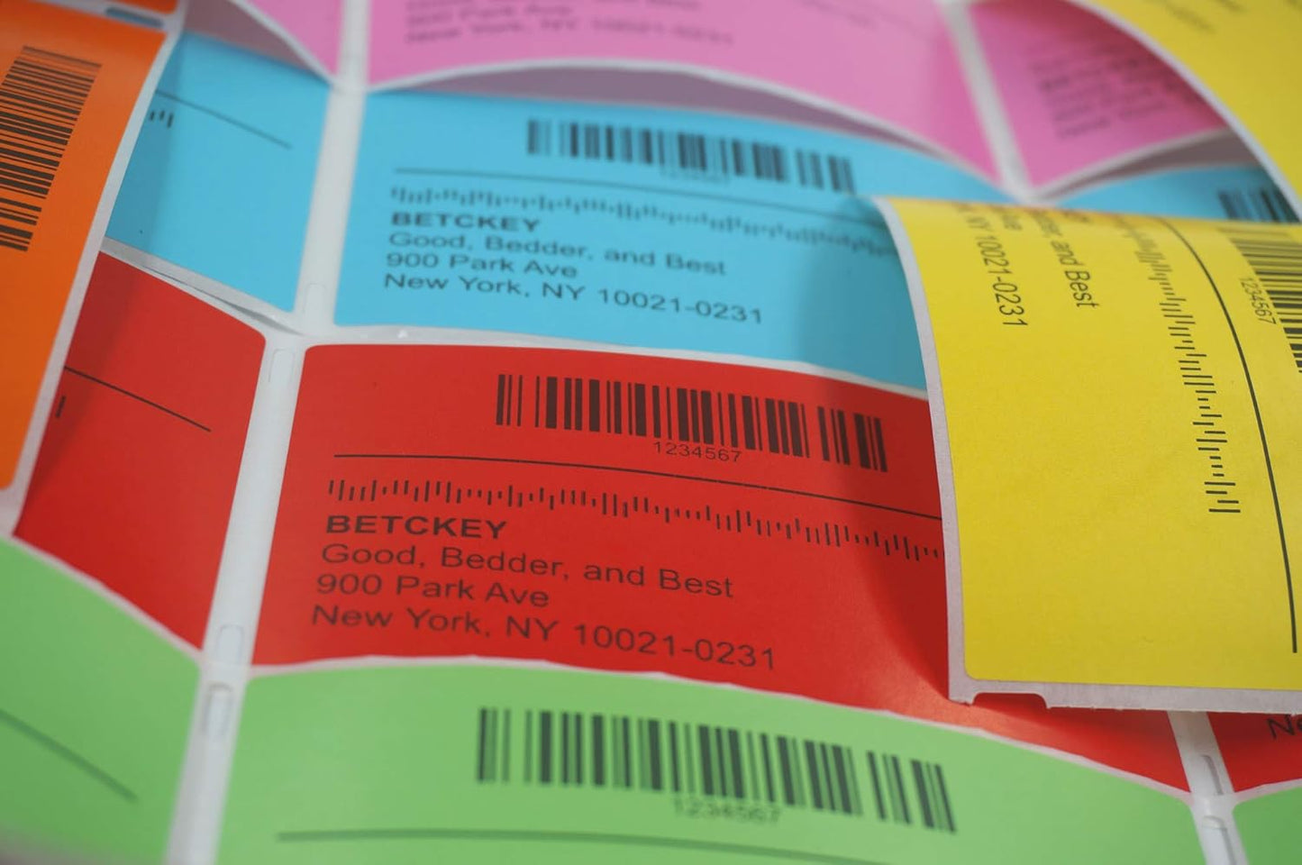 BETCKEY - 1.25" x 1" UPC Barcode & Address Labels Compatible with Zebra & Rollo Label Printer,Premium Adhesive & Perforated[Pink, 6 Rolls, 8280 Labels]