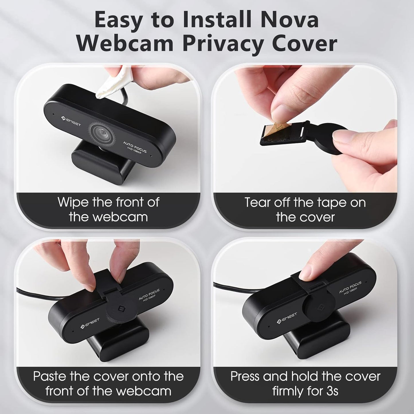 1080P Webcam with Microphone, eMeet Nova AutoFocus HD Webcam, 96°View Web Camera w/ 2 De-Noise Mics for Laptop/Desktop, Plug & Play USB Streaming Computer Camera for Conference/Calling/Teaching/Gaming