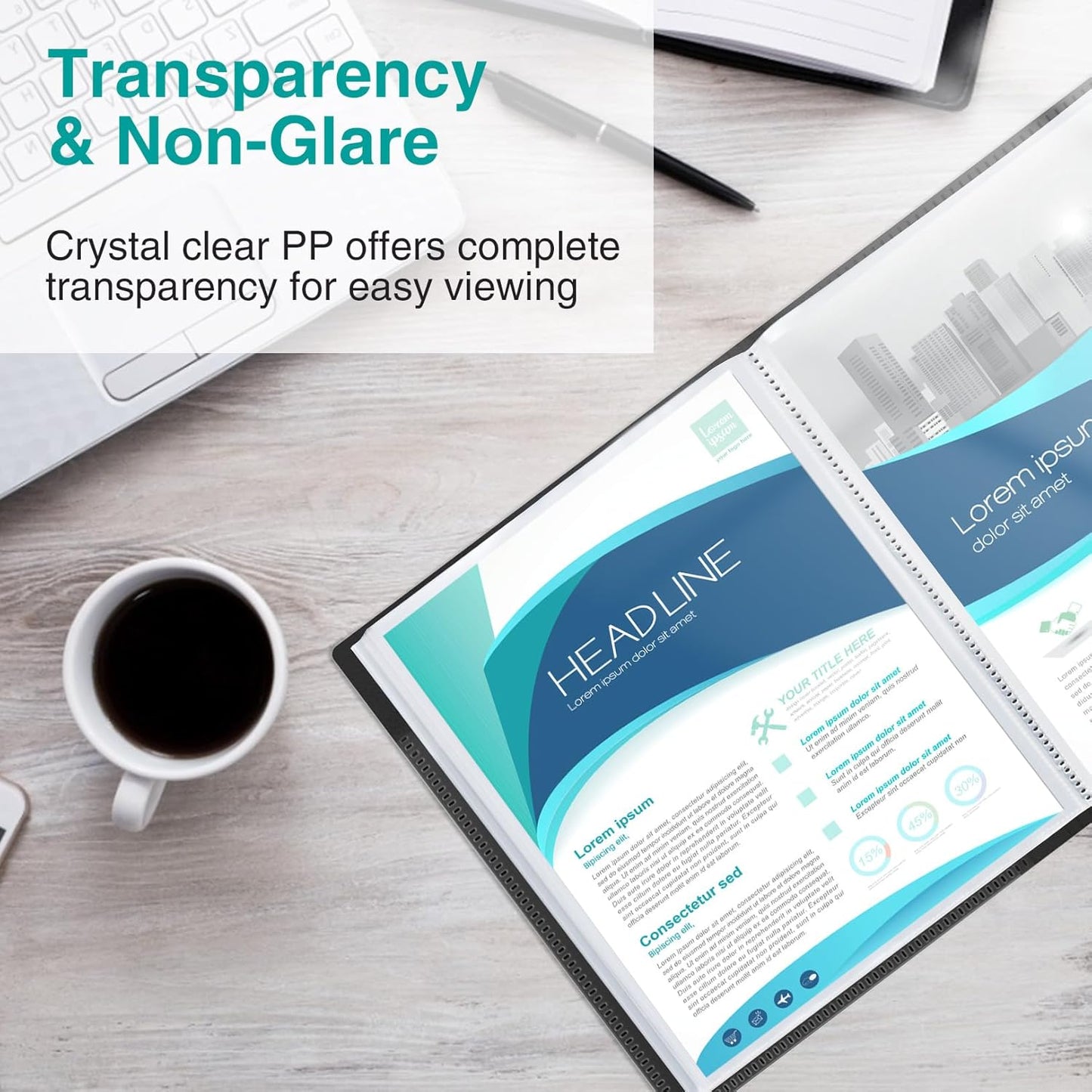 Sooez 4 Pack 72 Pocket Binder with Plastic Sleeves & Elastic Band, Large Capacity 8.5x11 Presentation Book Display 144 Pages, Art Portfolio Document Folder with Clear Sheet Protectors