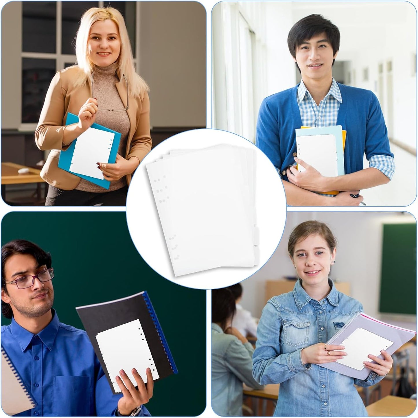 6 Ring A5 Binder Dividers - Clear Plastic Index Dividers with Tabs (6 Pack)