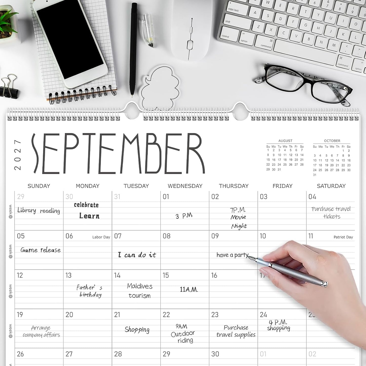 GuassLee Large Wall Calendar 2026-2027, 24-Month 22" x 17" Wall Calendar from Jan. 2026 to Dec. 2027, Large Desktop Hanging Monthly Planner with Thick Paper, Ruled Blocks for Home School Office