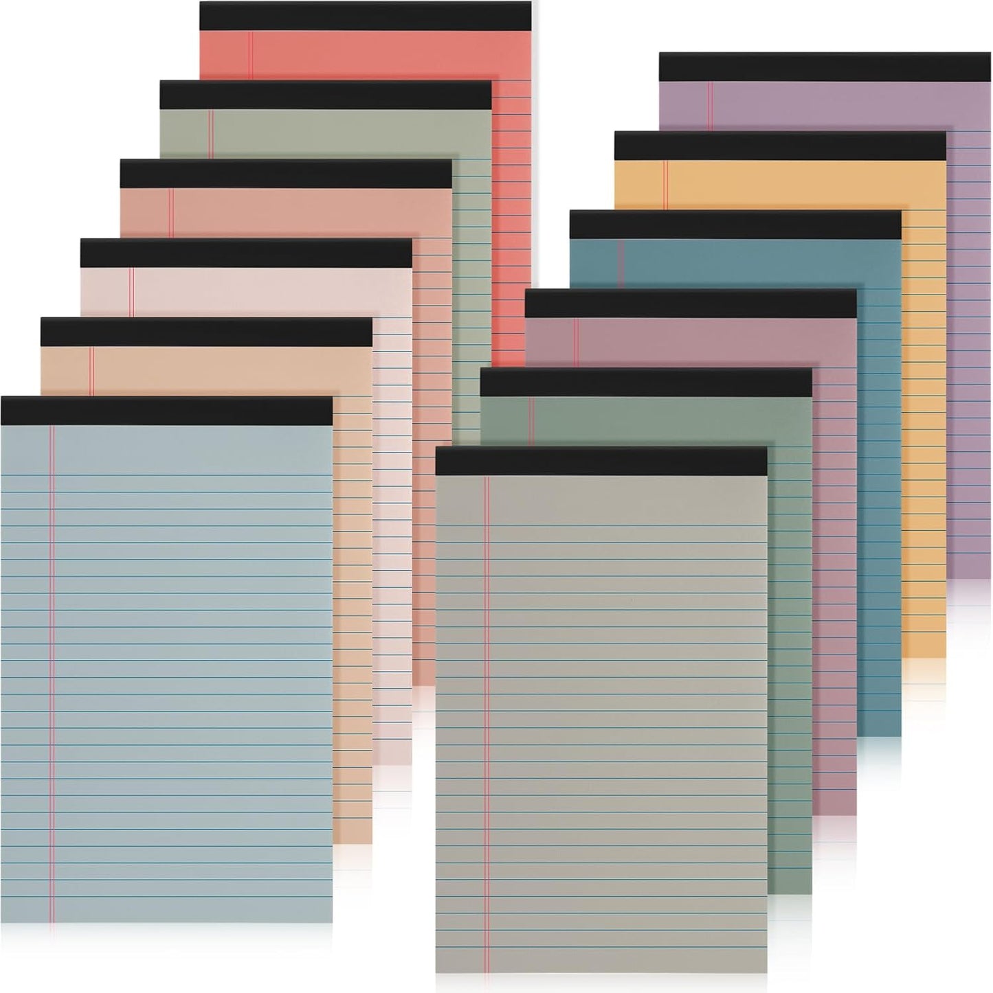 Fuutreo 12 Pcs 5" x 8" Legal Pad Writing Notepads 50 Sheets Small Legal Pad Narrow Ruled Multiple Color Lined Paper for School College Office Supplies Work (Vintage Colors)