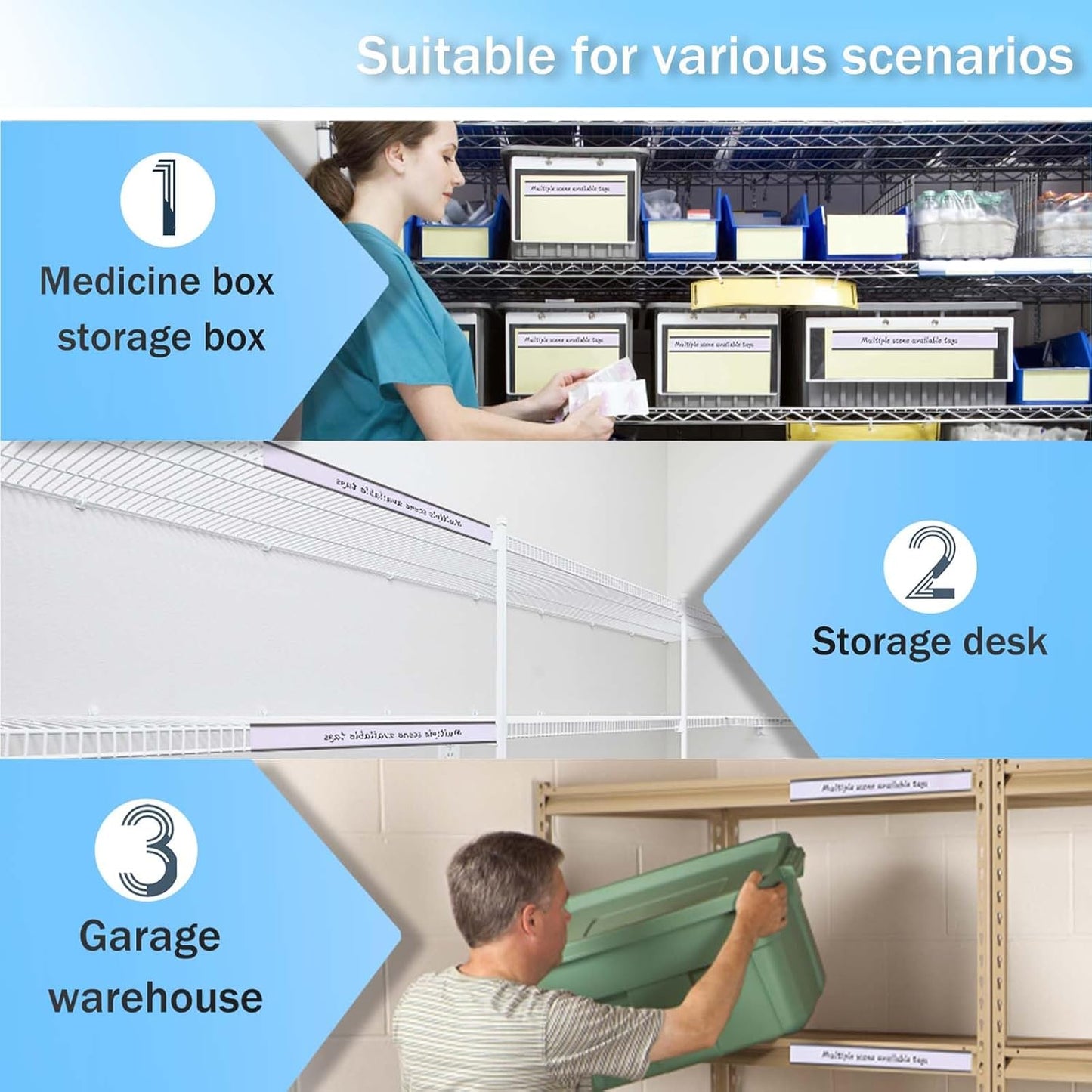 Eeoyu Magnetic Label Holders with Magnets Magnetic Data Card Holders with Clear Plastic Protectors for Metal Shelf, Whiteboard, Set of 50 (0.75 x 6 Inch)