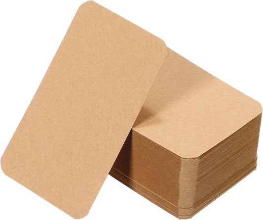 PATIKIL 3.5" x 2" Blank Paper Business Cards, 100 Pack Small Index Flash Cards Words Message Note Card Mini Paper Tags for DIY Gift Craft Scrapbooking, Brown