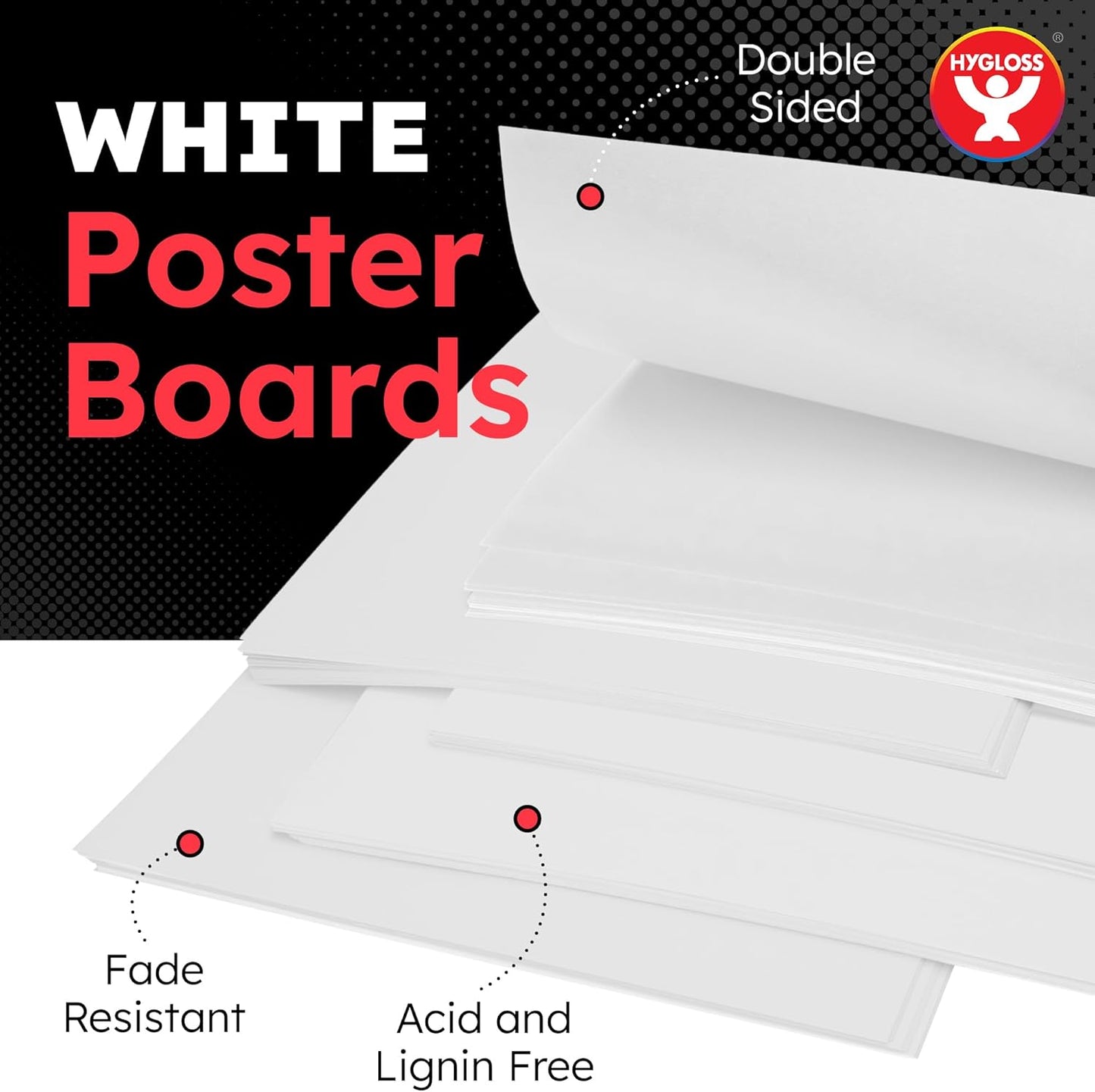 Hygloss Medium Poster Board 11x14 - 100 Poster Boards Bulk Pack - 10 Pt. Thickness White Poster Board Paper for Projects, Presentations, Displays, Signs, Crafts - Blank Posterboard Multipack 11" x 14"