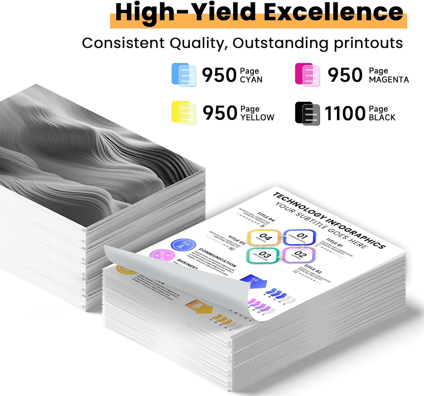 Remanufactured Ink Cartridge Replacement for Epson 702 Ink Cartridges 702XL 702 XL T702XL Compatible with Workforce Pro WF-3720 WF-3730 WF-3733 Printer(4 Pack)