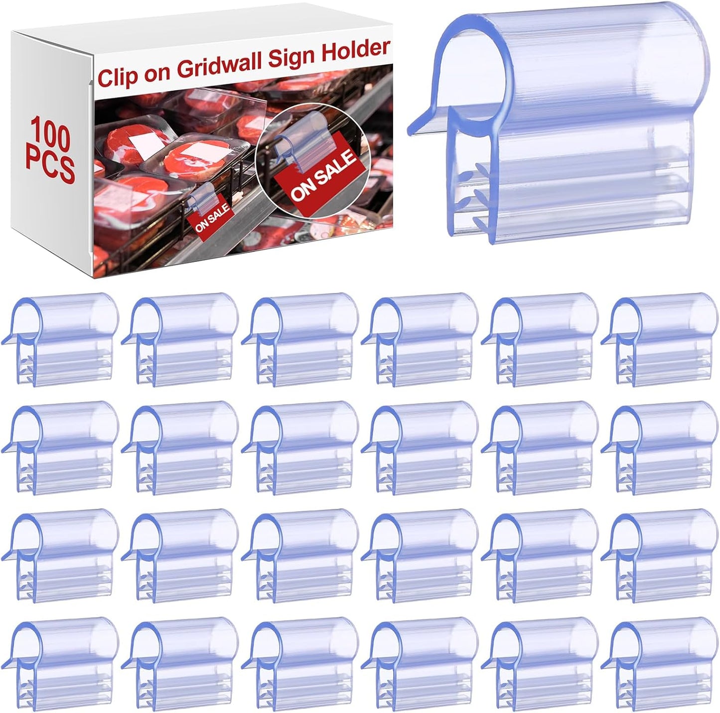 Kathfly 100 Pcs Gridwall Sign Holder Clip 1 Inch Wire Shelf Label Holder Clip on Price Tag Card Display Gridwall Accessories for Wire Rack Slatgrid Shelves & Baskets