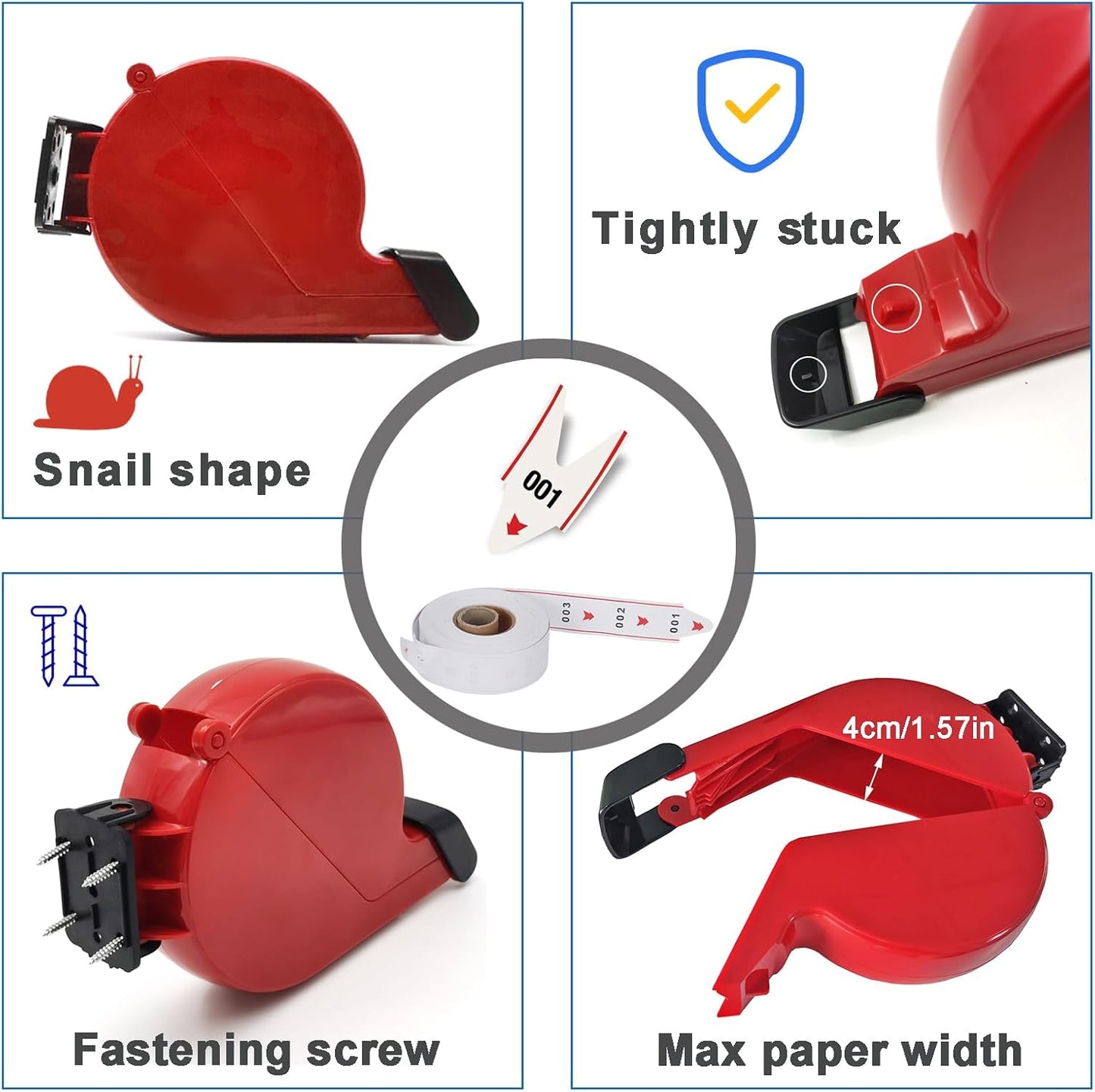 Take-A-Number System Ticket Dispenser with Counter Stand and 1 Roll 3 Digit Queue Ticket 2000 Tickets for Queue Call System (K-T-3-ES)