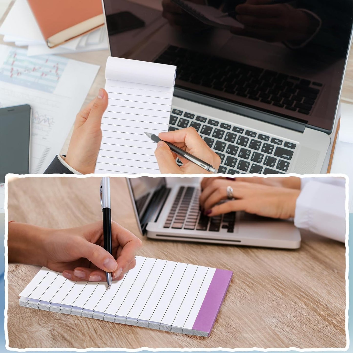 Colarr 24 Pack Legal Pads 3 x 5 Inches Lined Notepads 50 Sheets Wide Ruled Writing Pads for School College Office Business