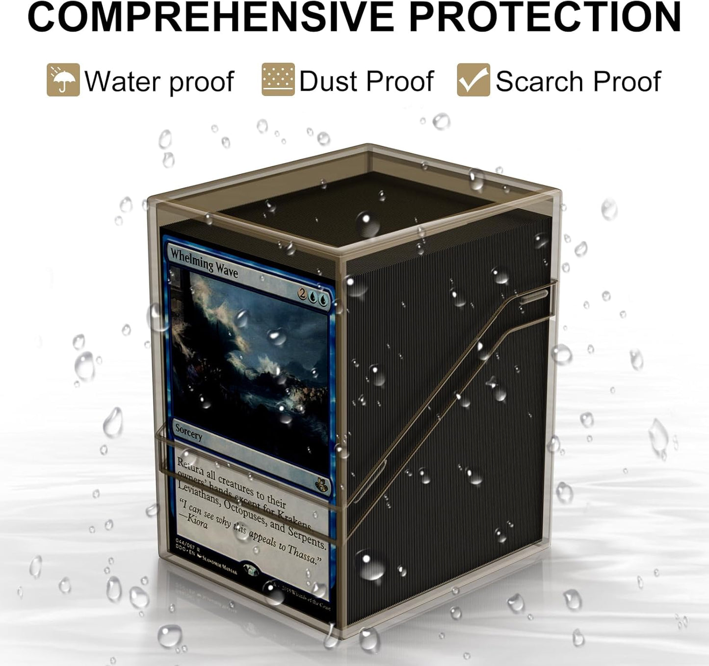 Mlikero Card Deck Cases, 6 Pack Acrylic Commander Deck Box Holding 100+ Sleeved Cards with 6 Dividers, Sturdy Card Storage Box Fit for MTG, TCG, Sports Cards (Black)