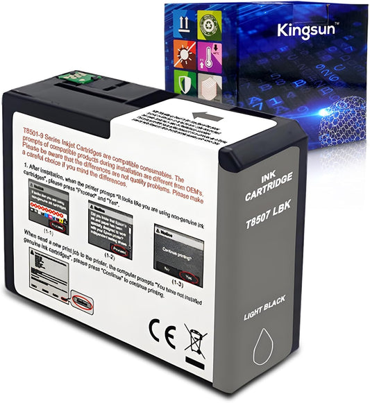 T850 Ink Cartridge T8507 T850700 Remanufactured Work for SureColor P800 (1-Pack, Light Black)