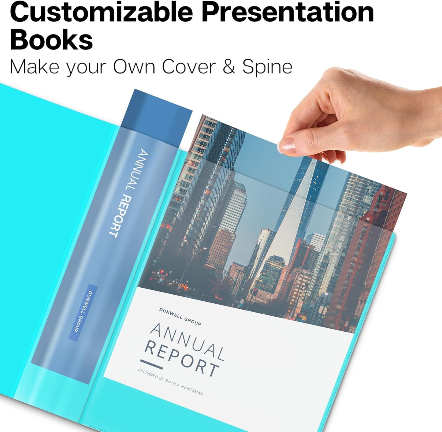 Dunwell Presentation Binder 24-Pocket, Displays 48 Pages, 8.5x11 Portfolio Binder with Plastic Sleeves, Storage and Organizer for Documents, Certificates, Projects, Photos (Aqua)