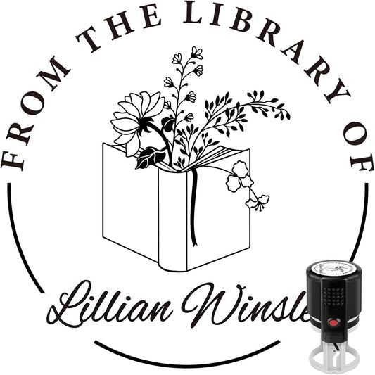 Custom Self-Inking Stamps | Personalized Book Stamp Gift for Book Lovers | 5 Ink Colors (Style12)