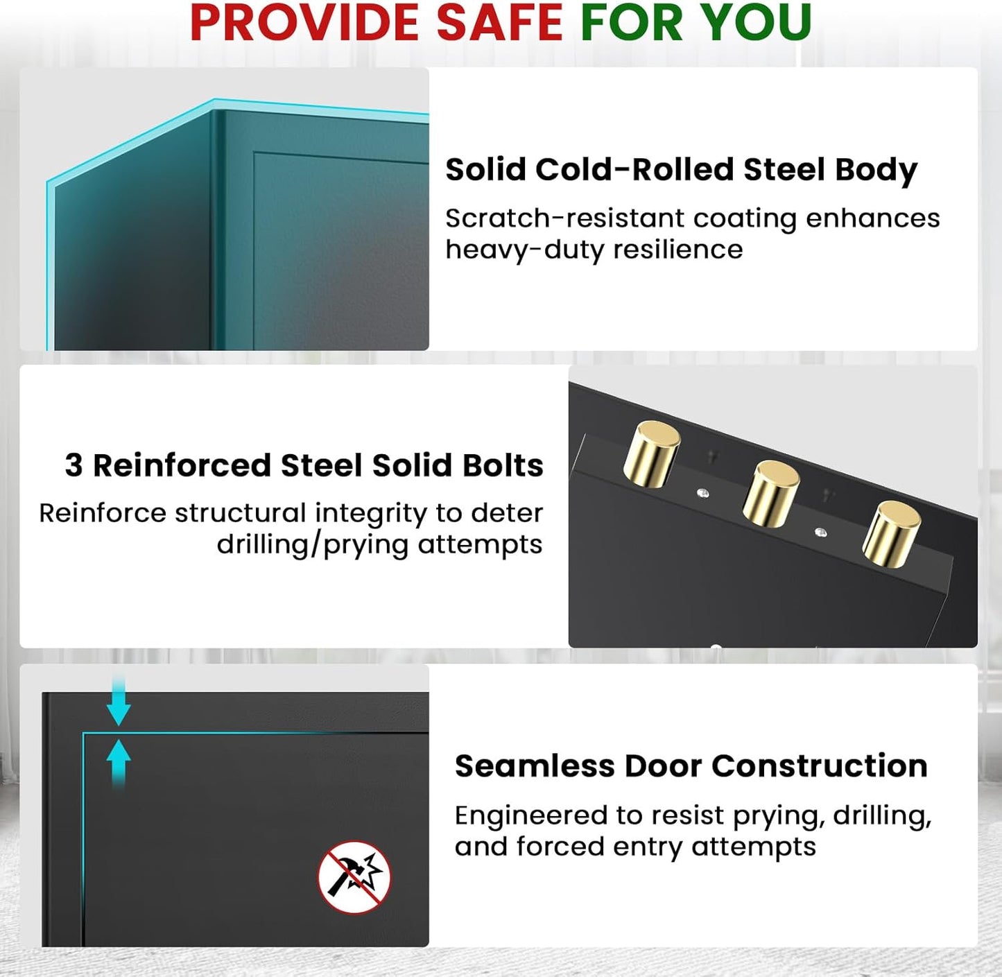 5.8 Cub Large Fireproof Safe, Home Safe Water and Fireproof, Large Document Safes With Digital Combination Lock, Smart Alert, Removable Shelf, LED Light, Fireproof Safes for Money Jewelry Valuables