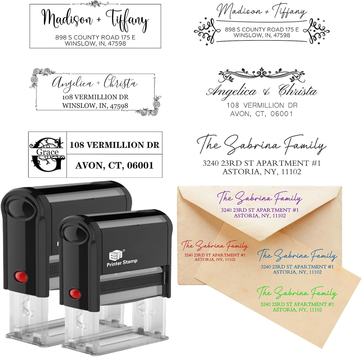 EAQ Custom Stamp Self Inking Return Address Stamp, Personalized Stamp with Text Logo | Business Logo Stamp | Address Stamp | Wedding Stamp