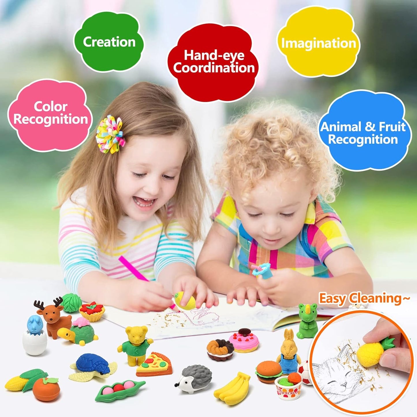 150 Pack Animal Erasers for Kids Puzzle Pencil Erasers 3D Mini Eraser Toys for Classroom Prizes Game Reward Easter Egg Fillers Goodie Bag Stocking Stuffers Treasure Box Party Favors for Kid Gifts
