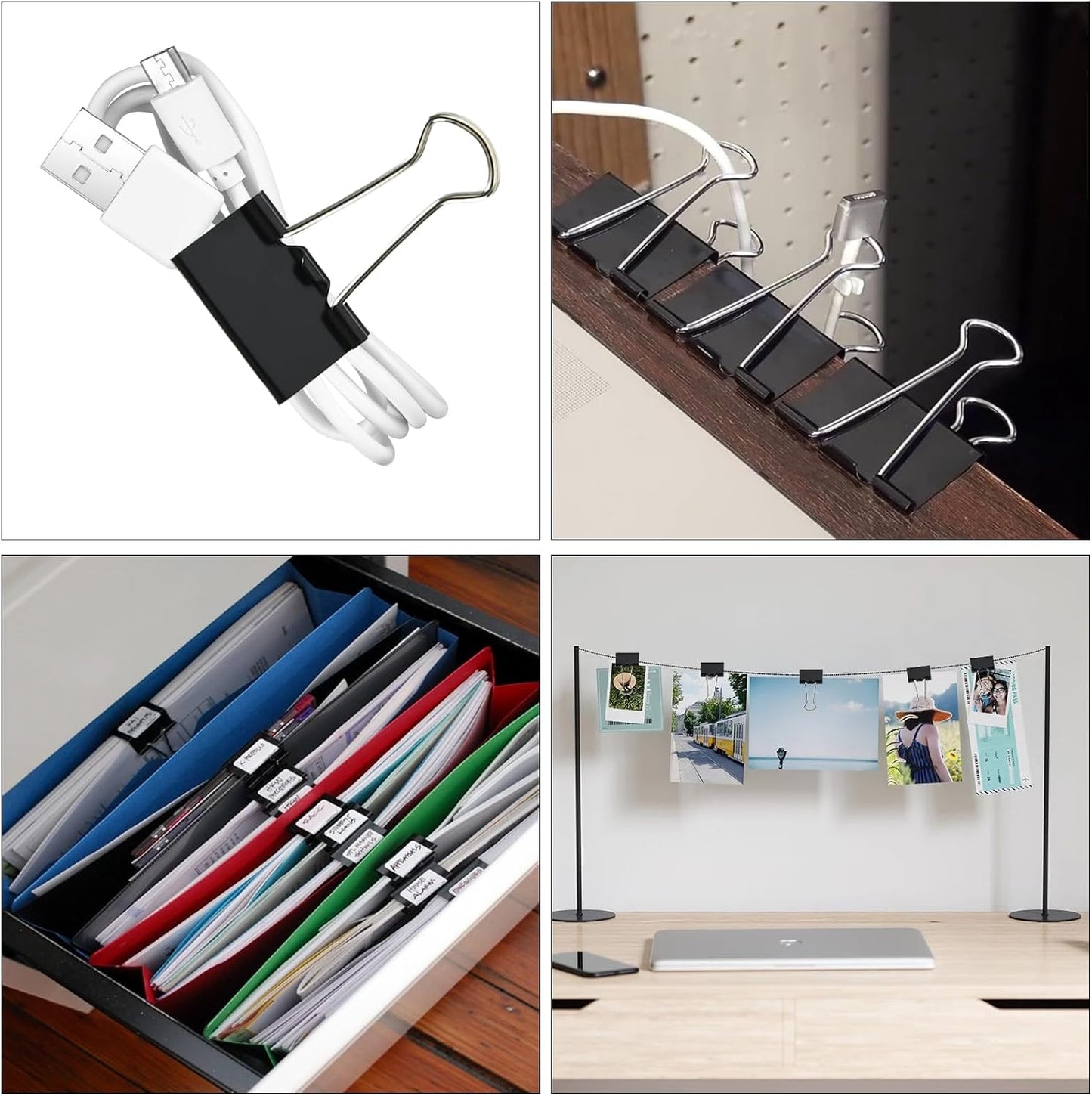 48 Pack Small Binder Clips 3/4 Inch, Black Binder Clips, Small Paper Clamps, Mini Binder Clips Black for Home School Office and Business (48 pcs)