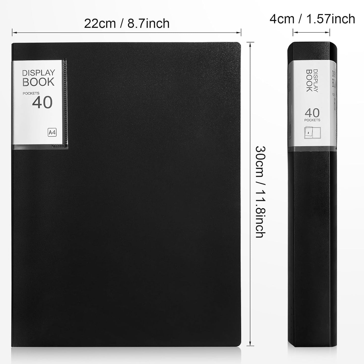 Marspark 4 Pcs Binder with Plastic Sleeves Large 8.5" x 11" Display Presentation Book 40 Pocket 80 Pages Art Portfolio Folder Clear Sheet Protector for Photo Document (Black)